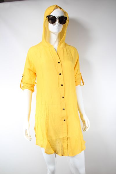 Пляжна сорочка туніка з капюшоном Sisianna 1944 жовта