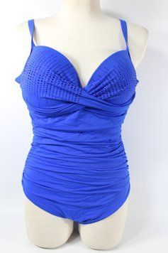 Цілісний купальник Sisianna N3902 з формованою чашкою однотонний  електрик