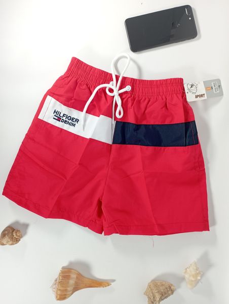 Шорты пляжные подростковые SameGame 802 в стиле HILFIGER с сеткой и карманами. 120-160